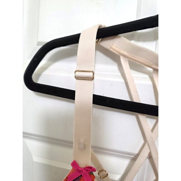 NWT CACIQUE Floral Lace Push-Up Bra Strappy Back Design Beige Multi-Color Adjust - Picture 6 of 8